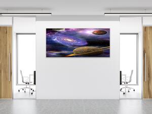 Obraz sklenený galaxie a planéty - 30 x 60 cm