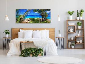 Obraz sklenený tropické more a palmy - 50 x 100 cm