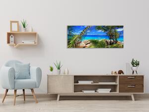 Obraz sklenený tropické more a palmy - 50 x 100 cm