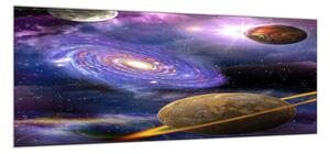 Obraz sklenený galaxie a planéty - 34 x 72 cm