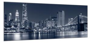 Obraz sklenený mesto nočné Manhattan - 30 x 60 cm