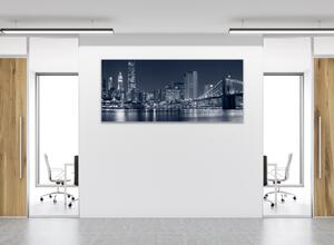 Obraz sklenený mesto nočné Manhattan - 50 x 100 cm