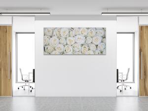 Obraz sklenený kvety bielych ruží - 30 x 60 cm