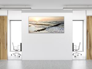 Obraz sklenený západ slnka pri mori - 50 x 100 cm