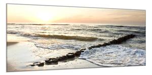 Obraz sklenený západ slnka pri mori - 40 x 60 cm