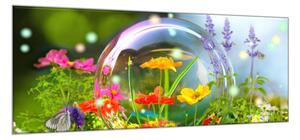 Obraz sklenený rozkvitnutá lúka v bubline - 30 x 60 cm
