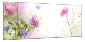 Obraz sklenený fialové lúčne kvety - 50 x 100 cm