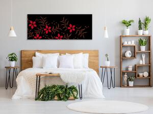Obraz sklenený abstraktný červený kvet s lístkami - 50 x 100 cm