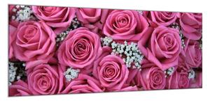 Obraz sklenený detaily kvetov ružových ruží - 34 x 72 cm