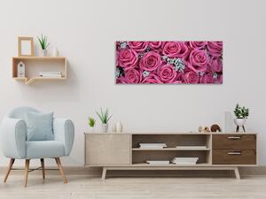 Obraz sklenený detaily kvetov ružových ruží - 50 x 100 cm