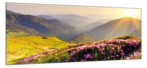 Obraz sklenený horská krajina s východom slnka - 40 x 60 cm