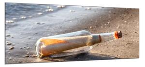 Obraz sklenený odkaz vo fľaši na pláži - 30 x 60 cm