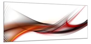 Obraz sklenený tmavo červená vlna - 34 x 72 cm