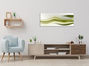Obraz sklenený olivovo zelená vlna - 30 x 60 cm