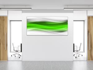 Obraz sklenený zeleno biela šedá vlna - 50 x 100 cm