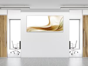 Obraz sklenený jasne hnedá vlna na bielom podklade - 34 x 72 cm