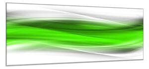 Obraz sklenený zeleno biela šedá vlna - 40 x 60 cm