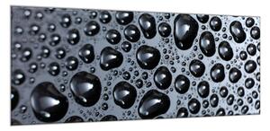 Obraz sklenený kvapky vody na čiernom podklade - 40 x 60 cm