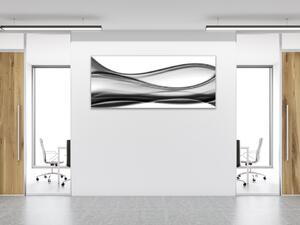 Obraz sklenený čierno šedá vlna - 34 x 72 cm