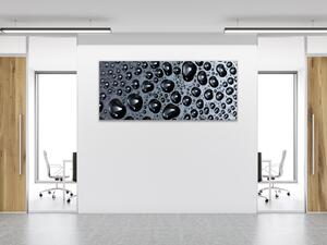 Obraz sklenený kvapky vody na čiernom podklade - 50 x 70 cm