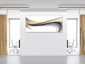 Obraz sklenený žlto šedá vlna - 50 x 100 cm