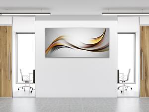 Obraz sklenený žltá vlna šedý podklad - 50 x 100 cm