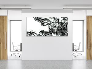 Obraz sklenený abstraktný čierny dym - 30 x 60 cm
