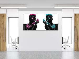Obraz sklenený dve ženy v čiernom - 50 x 100 cm