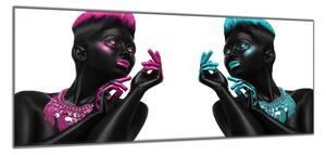 Obraz sklenený dve ženy v čiernom - 34 x 72 cm