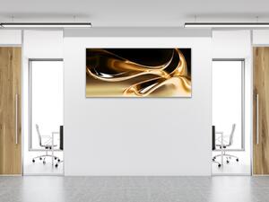 Obraz sklenený zlatá vlna na hnedom - 40 x 60 cm