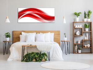Obraz sklenený abstraktné jasne červená vlna - 30 x 60 cm