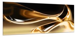Obraz sklenený zlatá vlna na hnedom - 30 x 60 cm