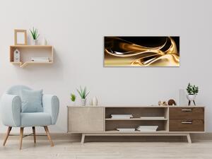 Obraz sklenený zlatá vlna na hnedom - 50 x 100 cm
