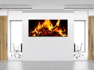 Obraz sklenený horiaci oheň - 34 x 72 cm