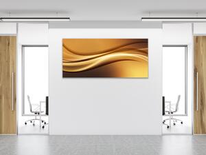 Obraz sklenený hnedo zlatá vlna - 50 x 100 cm