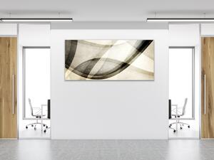 Obraz sklenený abstraktné maľovaná vlna čierno béžová - 50 x 100 cm