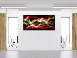 Obraz sklenený zlato červená abstraktná vlna - 50 x 100 cm