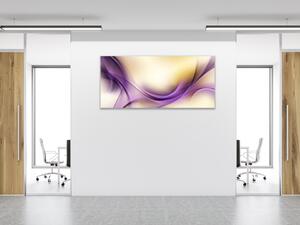 Obraz sklenený abstrakt fialovo zlatá vlna - 30 x 60 cm