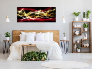 Obraz sklenený zlato červená abstraktná vlna - 30 x 60 cm