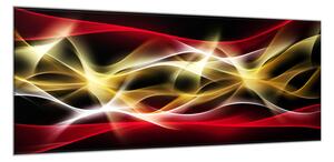 Obraz sklenený zlato červená abstraktná vlna - 30 x 60 cm