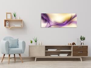 Obraz sklenený abstrakt fialovo zlatá vlna - 30 x 60 cm