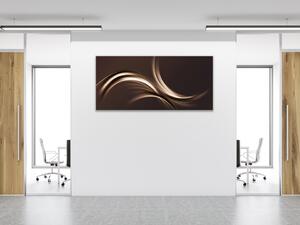 Obraz sklenený abstraktné čokoládovo hnedá vlna - 30 x 60 cm