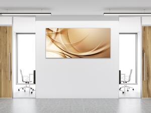 Obraz sklenený zlato béžový abstrakt vlna - 30 x 60 cm