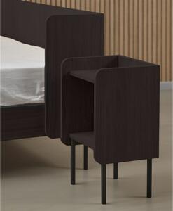 Čierny nočný stolík v dekore duba s poličkami Wrap – Selection