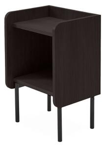 Čierny nočný stolík v dekore duba s poličkami Wrap – Selection