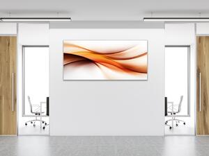 Obraz sklenený abstraktné sýto oranžová vlna - 30 x 60 cm