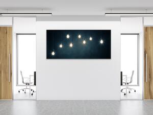 Obraz sklenený svietiace žiarovky temné pozadia - 52 x 60 cm