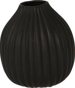 Rebrovaná váza Maeve čierna, 12 x 14 cm, dolomit