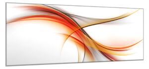 Obraz sklenený oranžovo šedá abstraktná vlna - 50 x 100 cm