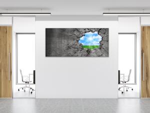 Obraz sklenený abstrakt šedá diera do neba - 50 x 125 cm